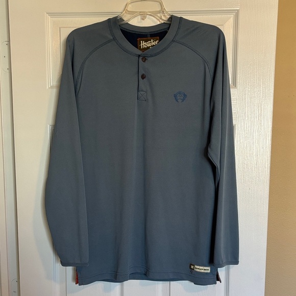 Howler Brothers men’s blue long sleeve henley shirt size large - Picture 1 of 13